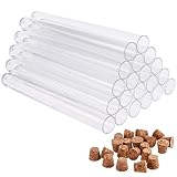 Faburo 20 Stück Reagenzgläser Kunststoff Transparent Reagenzgläser Reagenzglas mit Korken (150x16mm)20