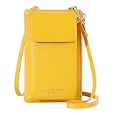 Aeeque Handytasche zum Umhängen, Damen Handy Umhängetasche PU Leder,Crossbody Handytasche mit Geldbörse Portemonnaie Handy Tasche kompatibel mit Huawei P30 Lite Y6 2019 P40 Lite Y7 Y5 2019 - Gelb