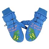 XIAOHAWANG Fausthandschuhe Kinder Wasserdicht Skihandschuhe Winter Handschuhe Mit Dinosaurier Jungen Schlittschuh Handschuhe (Königsblau, M)