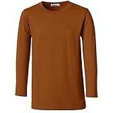 dressforfun 901033 Kinder Longsleeve, Basic Langarm Shirt mit Rundhalsausschnitt, Baumwolle - Diverse Farben und Größen - (Braun | 128 | Nr. 304462)