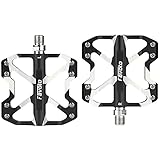 Favoto Fahrradpedale MTB Rennrad Trekking Fahrrad Pedale aus Aluminiumlegierung Abgedichtete Lager 9/16 Zoll Schraubengewinde Breite Auflagefläche rutschfest Schwarz Weiß
