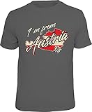 Trendagentur KEPPLINGER Herren T-Shirt - Aufdruck: Landkarte von Österreich mit Schriftzug I´am from Austria - (Grau, X=XLarge)