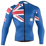 Magnesis Australien-Flagge Herren Radtrikot Langarm Fahrradjacke Biking Fahrradtrikot Shirts Gr. XL,