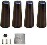 DYR Massivholzmöbel Beine, Schwarze Sofabeine, Tischbeine Stützfüße, für Couchtisch Buffets Bett Sideboards Schrank Kommode, 11 Größen (2 Zoll / 5 cm, 4 Stück)