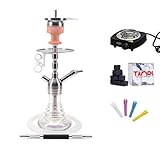 AMY Deluxe Shisha Baby Style R SS17R transparent im Set mit Kohleanzünder, Naturkohle und Hygienemundstück