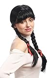 WIG ME UP - XR-008-P103 Perücke Damen Karnveval Fasching Cosplay Zöpfe geflochten mit Schleifen Pony Schulmädchen Lolita Schwarz ca. 60