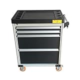 ZoSiP Werkzeugwagen Werkbank 4-Fach-Abschließbare Stahlwerkzeuglagerschrank Organisation Box Einheit Chest Garage DIY Werkstattwagen Werkzeugkasten Werkzeugregal (Color : Black, Size : 77.5x45x95cm)