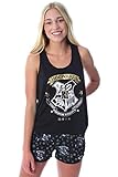 Harry Potter Damen-Pyjama-Set mit Hogwarts-Hauswappen, Racerback-Tank- und Shorts, Hogwarts, X-Larg