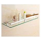 URUNI Badezimmerregal, Dusche Caddy Bath Korb Aufbewahrungsregal, Dickes gehärtetes Glas Aluminium-Wandmontage-Rack-Küchenträger (Size : 25cm/9.8in)