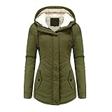 Winterparka Damen GefüTtert Warm Elegant Winterparka Lang GefüTtert Wasserdicht Softshell Jacke Winterjacke Mantel Mit Kapuze Atmungsaktiv Leicht ÜBergangsjacke ReißVerschluss Dicker Winterjack