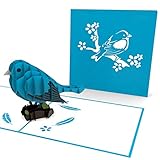 XXL 3D-Pop-Up-Karte mit blauem Spatz/Vogel, diverse Anlässe, Geburtstagskarte, Glückwunschkarte, Grußkarte als Dankeschön, originelle Geschenk-Karte, Danksagungskarten, Alles Gute Dankesk