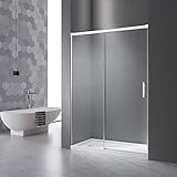 Nischen Schiebetür Dusche 120cm,Einstellbereich von 115-120 cm,Duschabtrennung,Schiebetür Duschkabine mit Türöffnersystem, ohne unteres Aluminiumprofil, 6mm Nano ESG Glas, Höhe:195