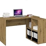 ADGO Plus Malax Modularer Computertisch Eckschreibtisch, Schreibtischset Schreibtisch Regal mit Stauraum 4 Regale Arbeitstisch Bürotisch L-förmiger Platzsparender (Versand in 2 Paketen)(Artisan Eiche)