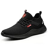 Ulogu Sicherheitsschuhe Herren Arbeitsschuhe Damen Leicht Atmungsaktiv Schutzschuhe Stahlkappe Sneaker Wanderschuhe 43 EU Schwarz#8