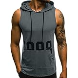Tank Top Herren Weste Gym Muscle Tee Fitness Bodybuilding Ärmellose T-Shirt Muskelshirt Fitness Workout Sport Tasche Hoodie Outdoor Regular Fit Freizeit Top