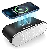 Kabelloser Ladestation mit Digitaler Wecker,15W Wireless Charger Fast Induktive Ladestation für iPhone 11 12 Pro Max Mini XR XS X 8 SE Samsung Galaxy A51 A50 A41 A71 A21s A20 A20e S9 S10 S20