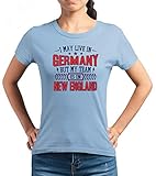 Patriots New England Pats Football Super Bowl Premium T-Shirt Frauen Shirt, Größe:S, Farbe:Hellblau (SkyBlue L191)