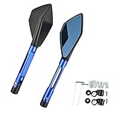 Motorrad Rückspiegel Spiegel Motorrad Aluminium Rückspiegel 8mm 10mm Fit für Kawasaki Z750 NINJA250 Honda R1 R6 FZ6 Suzuki Yamaha (Color : Blue Big Mirror)