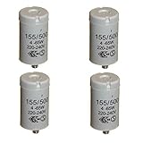 4 Stück Starter für 4–65 Watt T8 / T12 Einzel-Leuchtstoffröhre 220-240 V General Electric (GE) 155/500