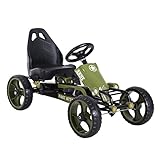 HOMCOM Go Kart Tretauto Tretfahrzeug mit Handbremse für 3-6 Jahre Grün 105 x 54 x 61