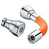 perfk 360 drehbarer Wasserhahn-Extender, Wasserhahn-Sprühkopf-Befestigung, universeller G1/2-Zoll-Schlauchanschluss, 3-Verlängerungsrohr für Küche und - Orange 20