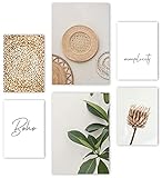 Mia Félice Premium Poster Set » Boho « 2x A3 | 4x A4 - Moderne Bilder für das Wohnzimmer und Schlafzimmer - Wandbilder ohne Rahmen - Flur Deko - Dek