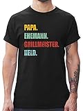 Vatertagsgeschenk Papa - Papa Ehemann Grillmeister Held Retro Vintage Effekt - 3XL - Schwarz - Papa Geschenk - L190 - Tshirt Herren und Männer T-S