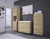 BRATEX Malo San Remo Badezimmermöbel-Set, Möbel-Set, Waschbecken, Unterschrank, Hochschrank, Waschtisch, Spieg