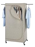 WENKO Kleiderschrank Balance mit Rollen - mobile Garderobe, Faltschrank, Polypropylen, 75 x 160 x 50 cm, Taup