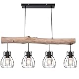 Design Decken Hänge Leuchte Holz Balken Pendel Spot Ess Zimmer Retro Gitter Lampe Globo 15326-4N