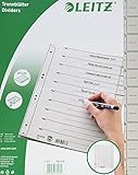 Leitz Register für A4, Deckblatt und 10 Trennblätter, Taben individuell zuschneidbar, 25 Stück, Überbreite, Grau, 100% Recyclingkarton, 16503085