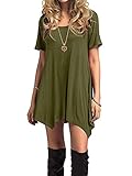 Azue Damen Sommerkleider Kurzarm Kleider Casual T-shirt kleid Loose Fit für Alltag Grün K EU 40 (Herstellergröße M)