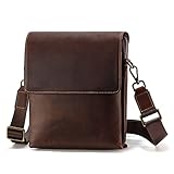 Herren Arbeit Umhängetasche Schultertasche, Herren Crazy Horse Leder Umhängetasche Klassische Mode Flap Messenger Bag Office Aktentasche Reise Satchel Business Crossbody Tasche Classic B