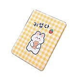 KANGKAI Kompakter Spiegel, handlicher 2-seitiger Faltspiegel, kleiner Reise-Make-up-Spiegel, Geschenke für Mädchen, quadratischer Spiegel mit verzerrungsfreiem 【Gelbes Erdbeer-Kaninchen】