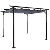 Mendler Pergola HWC-C42, Garten Pavillon, stabiles 6cm-Gestell + Schiebedach - 3,5x3,5m g