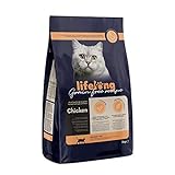 Amazon-Marke: Lifelong Alleinfuttermittel für ausgewachsene Katzen mit frischem Huhn Getreidefreie Rezeptur - 3kg