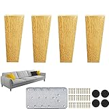 2 a 10 pollici Holz-Möbelbeine,4 Stück Couchbeine Massivholz Kegelholz Sofabeine Ersatz-Möbelfüße mit Montageplatte Schreibtischbeine Ersatzbeine für Couch für Kommode,Beine Sideboard,Lieg