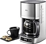 AEG KF 7700 Kaffeemaschine / programmierbarer Timer / LCD-Display / Aroma-Funktion / einfaches Befüllen / Wasserstands- und Kaffedosierungs-Anzeige / 1,375 l / gebürstetes E