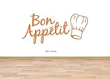 Bon Appetit und Logo Chefhut – Wandtattoo für Küche oder Möbel mit Schriftzug 'Bon Appetit' – einfach anzubringen, wunderschöne Dekoration für Ihre Küche – Wände und Wände orang