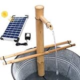 WYBF Wasserspiel Garten，solar gartenbrunnen，Bambus mit Pumpe Gartendekoration brunnen,30CM