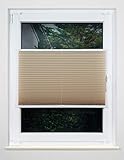 metablo Plissee Faltrollo ohne Bohren mit Klemmträger Blickdicht Sonnenschutz Jalousie für Fenster & Tür Beige 50x130