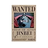 One Piece Jinbei Bounty Wanted Anime-Poster, dekoratives Gemälde, Leinwand, Wandkunst, Wohnzimmer, Poster, Schlafzimmer, Malerei, 30 x 45