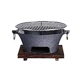 FEANG Tragbare Grillgitter Tischplatte Tragbare Runde Pfanne Koreanische Outdoor-Non-Stick-Grillheizung Brazier Indoor Haushalt Holzkohleofen (Color : Black, Größe : 23 * 22.3 * 11cm)