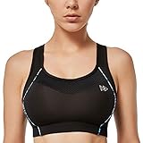 Yvette Sport BH Starker Halt Ringerrücken Große Ohne Bügel Bustier für Fitness Lauf Yoga, Schwarz, Gr.- S(A-C) für 75A 75B 75C