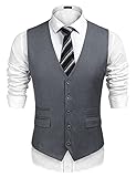 COOFANDY Herren Business Anzug Weste,Slim Fit Skinny Hochzeitsweste,Grau,XXL