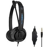 RMFC 3,5mm PC Handy Headset mit Mikrofon Noise Cancelling & Lautstärkeregler, 3,5mm Klinke PC Kopfhörer für Smartphone Computer Laptop, Skype, Webinar, Homeoffice, Gaming, e-Learning und Musik