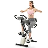 X-Bike, magnetische faltbares Fitnessfahrrad, Heimtrainer für Cardio Workout Indoor Cycling mit Traningscomputur und Expanderbänder, Rot-W