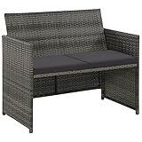 YUUIKLLE Garten Lounge Sofa Gartenliege Gartenmöbel Lounge, Sonnenliege Gartenmöbel Relaxliege, eignet für Terrasse, Garten oder Wintergarten, 2-Sitzer mit Polstern Grau Poly R