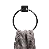 GDSMTG Handtuchring, mattschwarzer Handtuchhalter, langlebiger Edelstahl, Wandmontage, Handtuchhalter, langlebig (Farbe: schwarz)