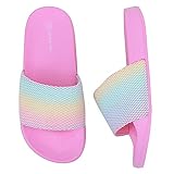 Badelatschen Kinder Sommer Hausschuhe Badeschlappen Jungen Mädchen rutschfeste Dusch Badeschuhe Strand Sandalen(Regenbogen 28/29EU)